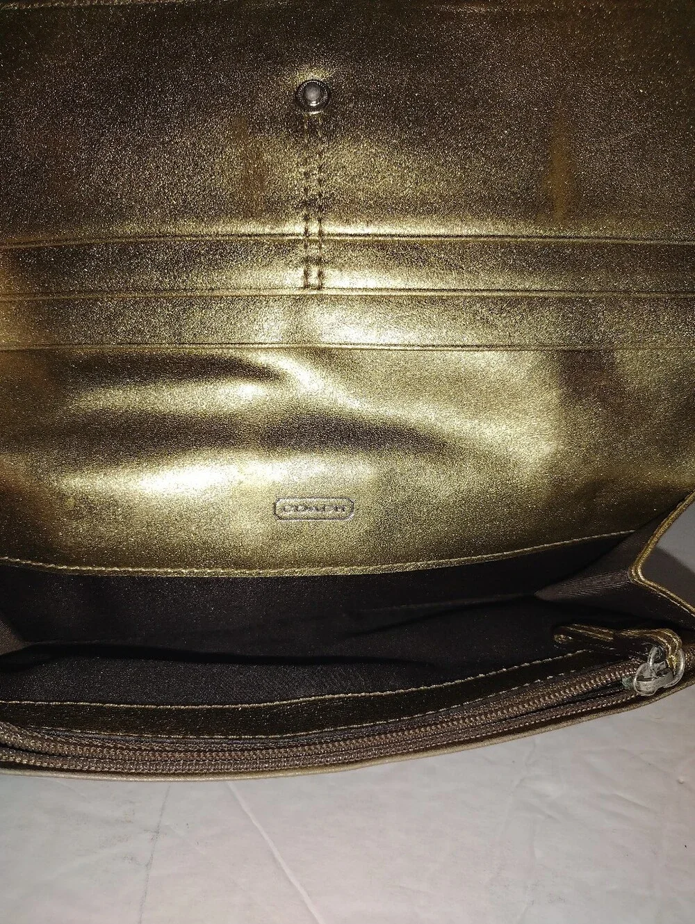 Vintage Y2K Coach Soho Signature Patchwork Snakeskin Wallet Gold Khaki Rare